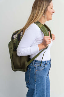green camouflage camo  large backpack school bag for primary school middle school high school teens or adults | Adjustable padded straps | Spixal