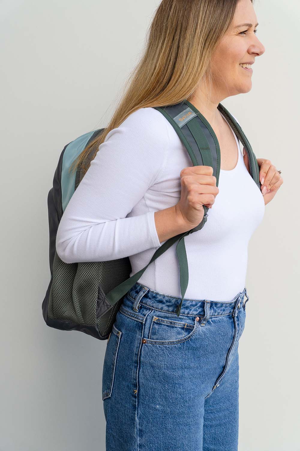 green grey gender neutral large backpack school bag for primary school middle school high school teens or adults | laptop sleeve water bottle pocket | Spixal