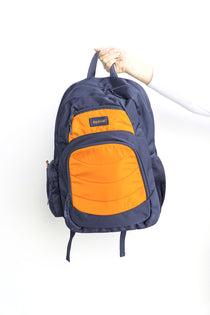 Navy blue orange large backpack school bag for primary school middle school high school teens or adults | Spixal