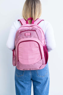 Pink girls large backpack school bag for primary school, middle school or high school | water bottle pocket and laptop sleeve | Spixal