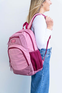Pink girls large backpack school bag for primary school, middle school or high school | water bottle pocket and laptop sleeve | Spixal