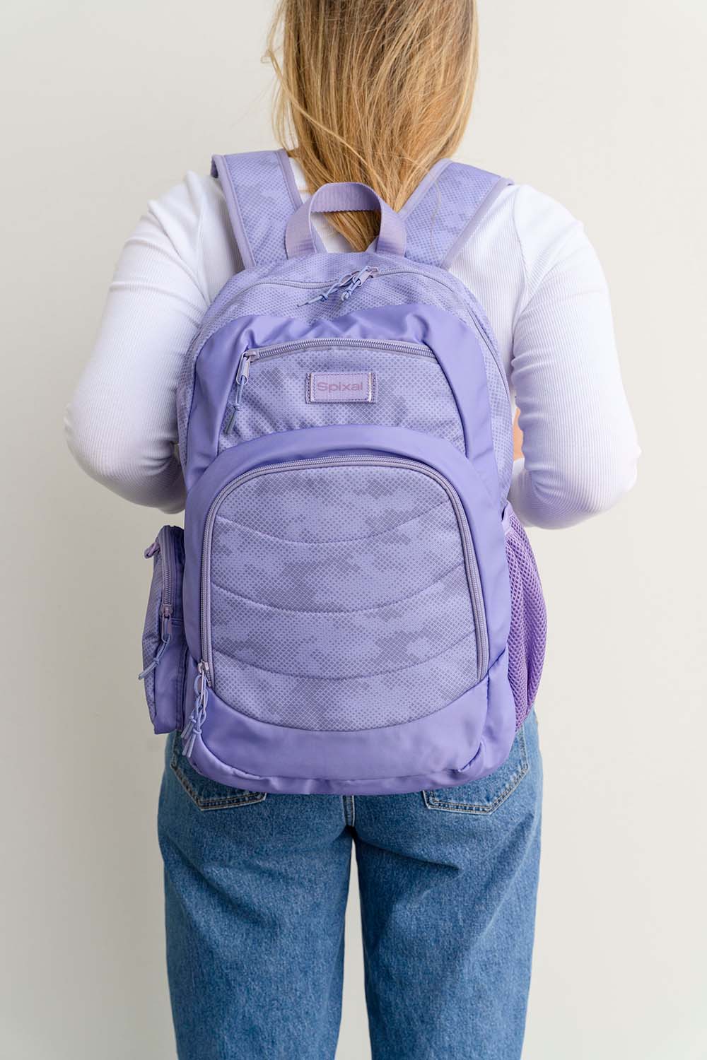 Purple girls large backpack school bag for primary school, middle school or high school | front pocket and laptop sleeve | Spixal