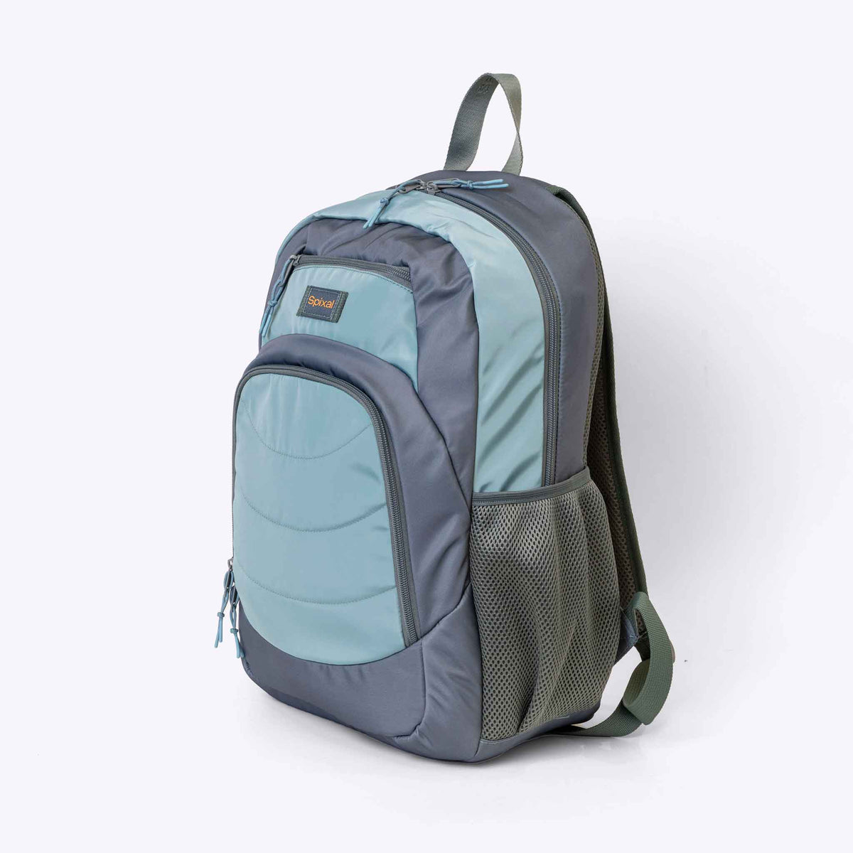 The Axis Backpack Green — lifestyle flat lay | Spixal