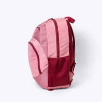 The Axis Backpack Pink — lifestyle flat lay | Spixal