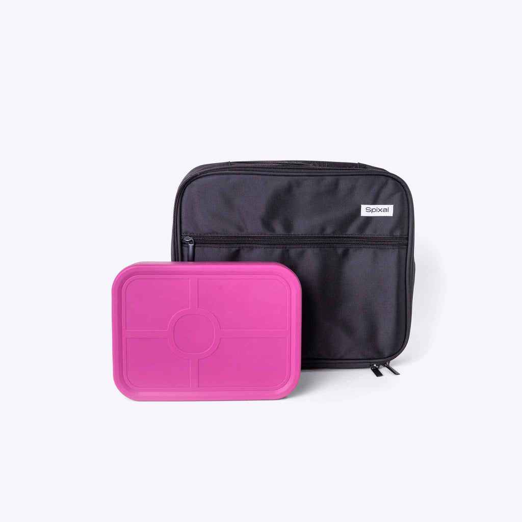 Commute LunchBag black and Pink 5 compartment bento box | Spixal