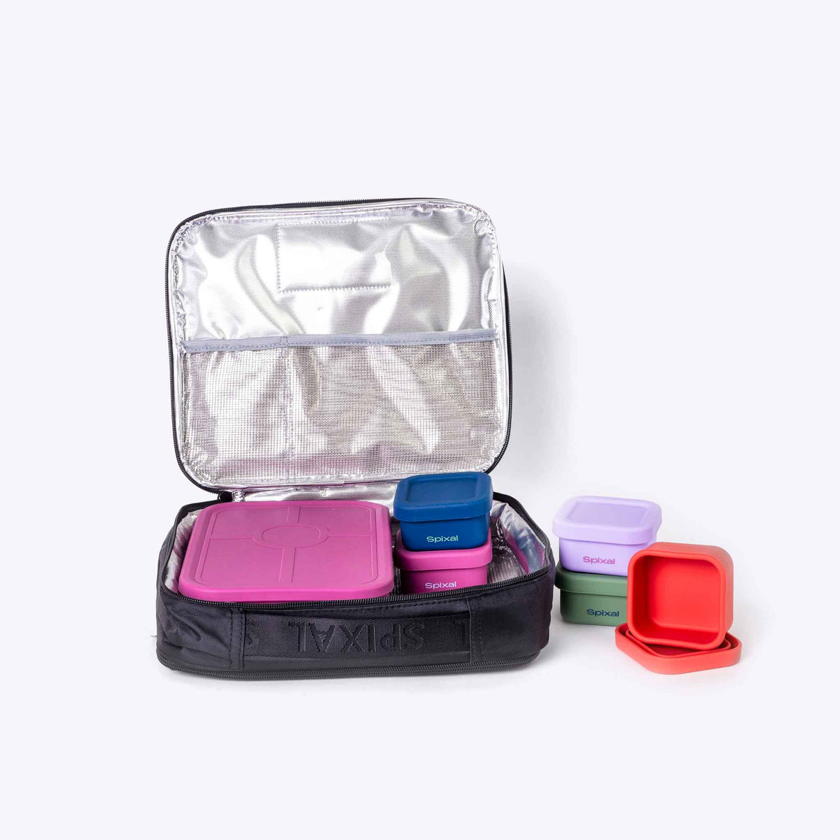 Commute Lunch Bag Daily Habit Set Pink bento and mini snack boxes | Spixal