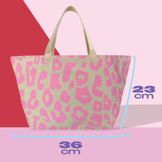 Spixal Leopard Print Canvas Tote Pink