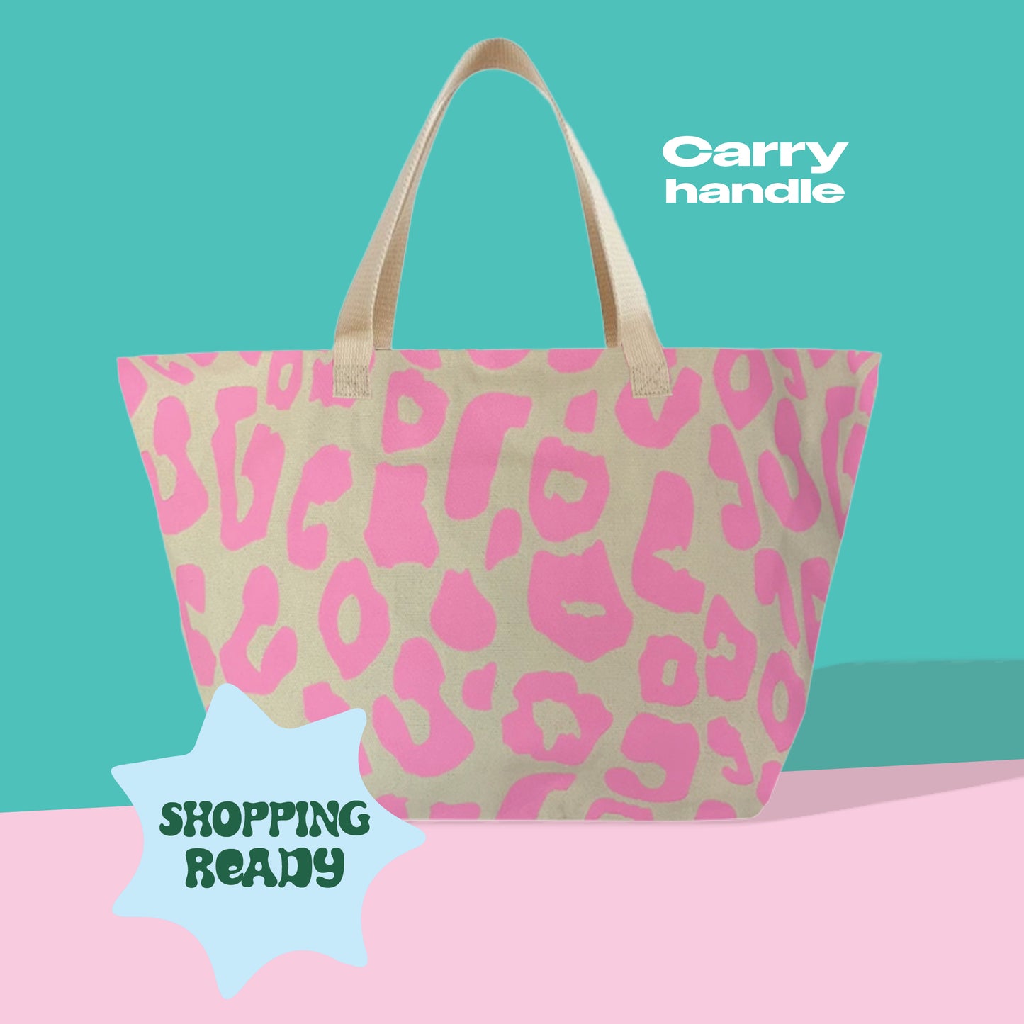 Spixal Leopard Print Canvas Tote Pink