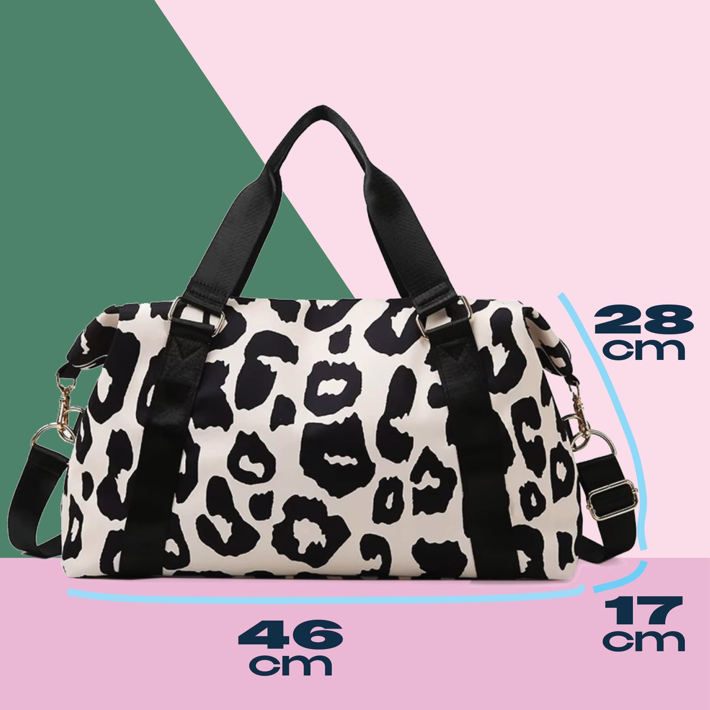 Spixal Leopard Print Travel Bag Black
