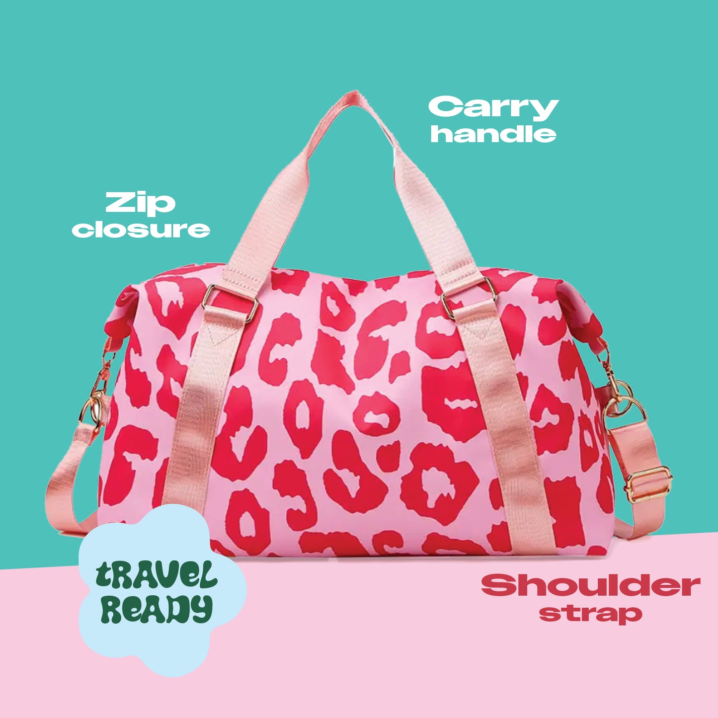 Spixal Pink & Black Leopard Print Travel Bundle