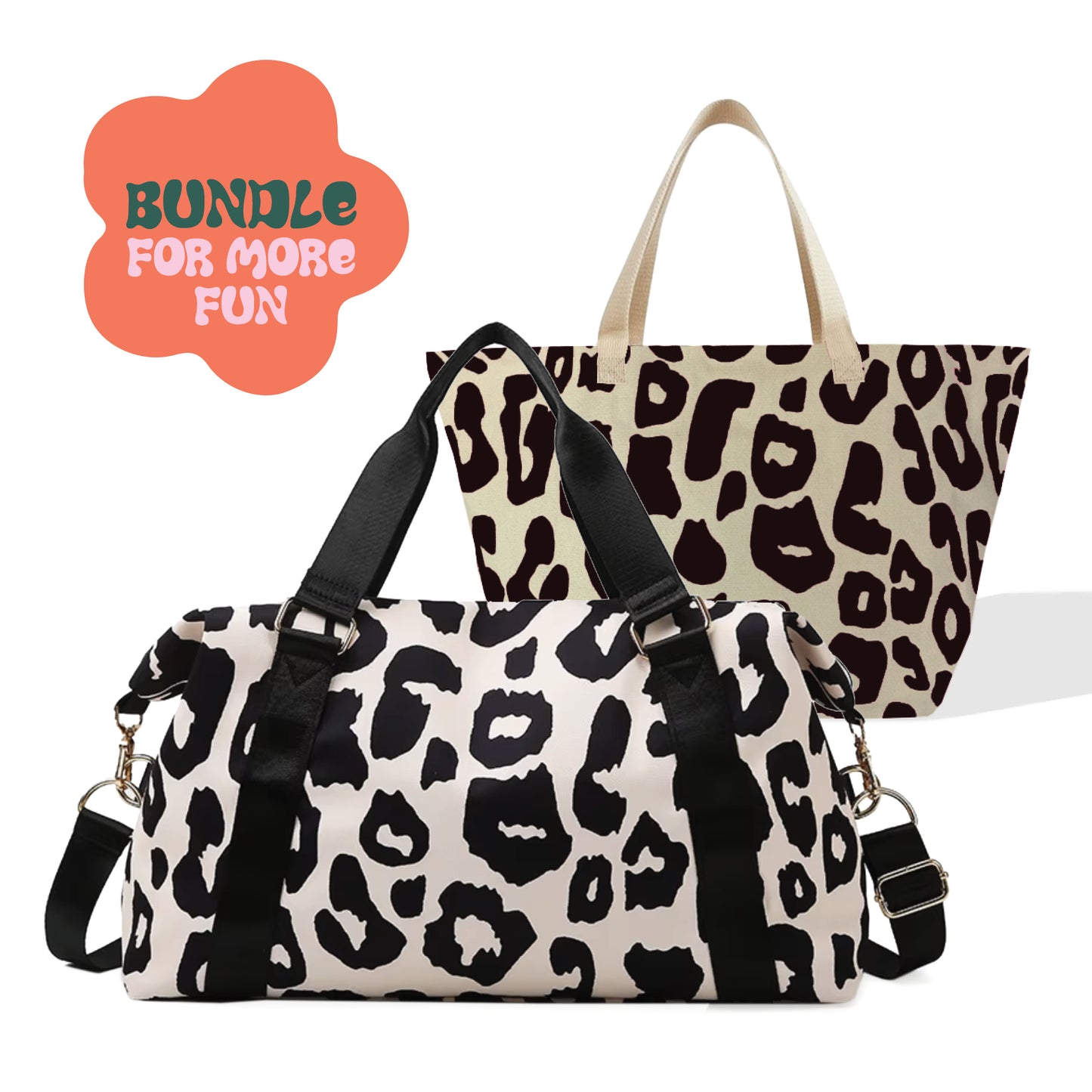 Spixal Black Leopard Print Travel Bundle