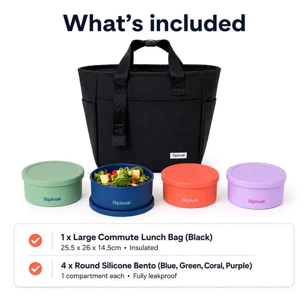 Spixal lunch packing bundle for dads fathers day gift ideas that are practical with lunch bag and bento boxes to prep meals with round lunch bowls