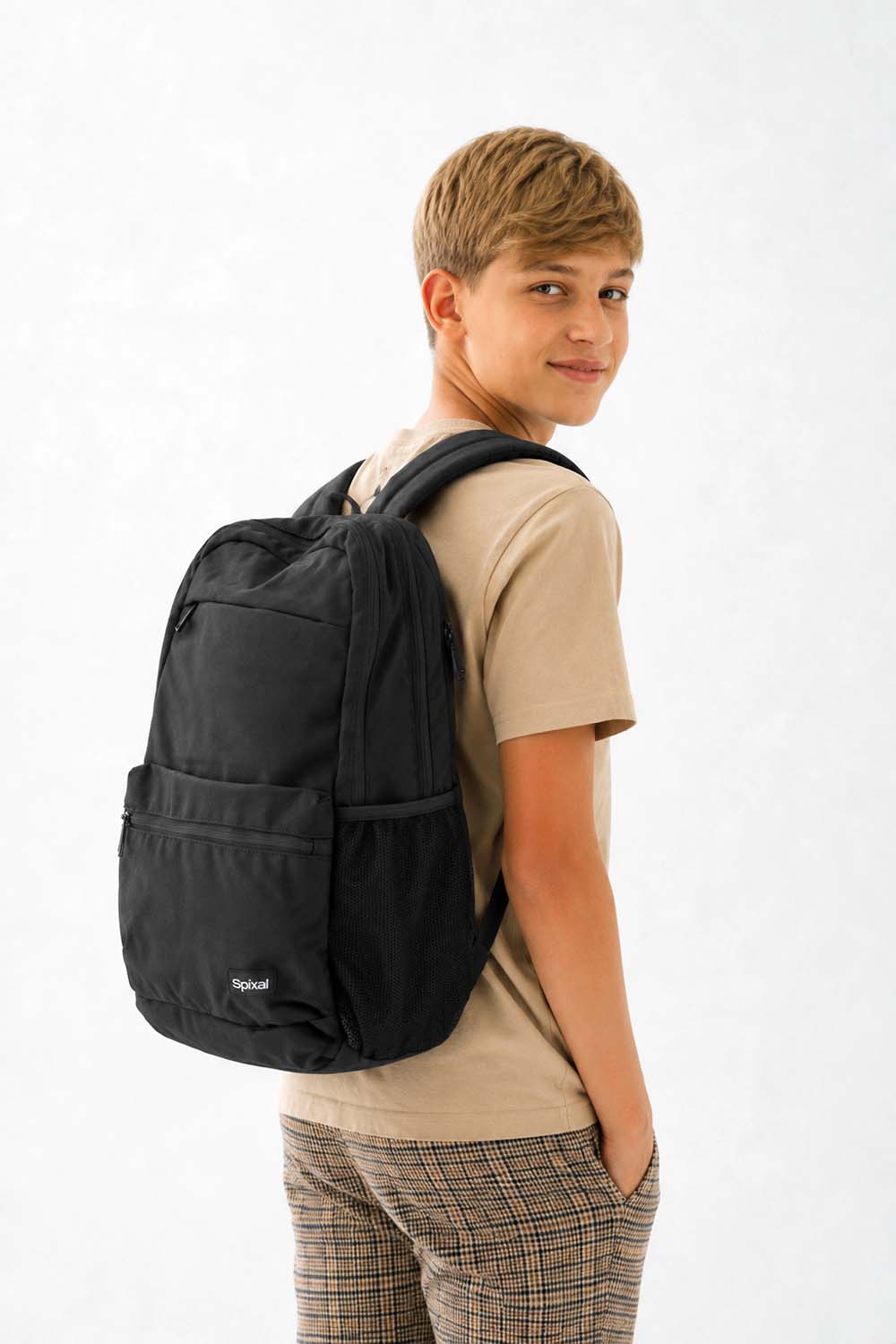 Black school bag backpack teens love for primary school kids high school kids or study | durable school bag with  by Spixal side mesh water bottle pocket