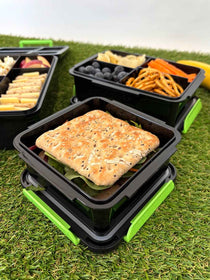 Small kids black lunch box food container with leakproof lid fruit break recess sip and crunch or snacks makes packing lunches easier | Spixal