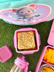 Small kids pink lunch box food container with leakproof lid fruit break recess sip and crunch or snacks makes packing lunches easier | Spixal