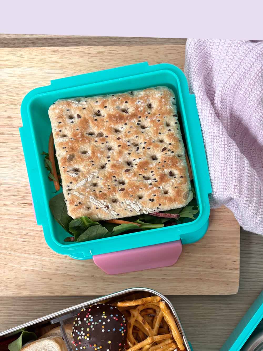 Small kids teal lunch box food container with leakproof lid fruit break recess sip and crunch or snacks makes packing lunches easier | Spixal