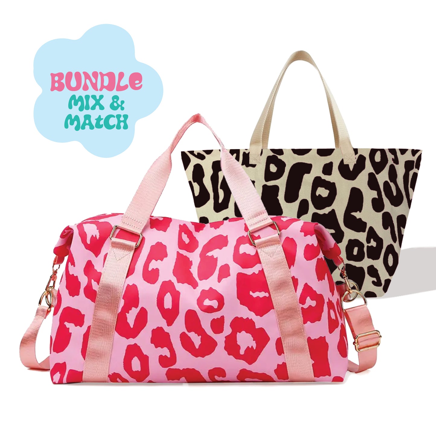Spixal Pink & Black Leopard Print Travel Bundle