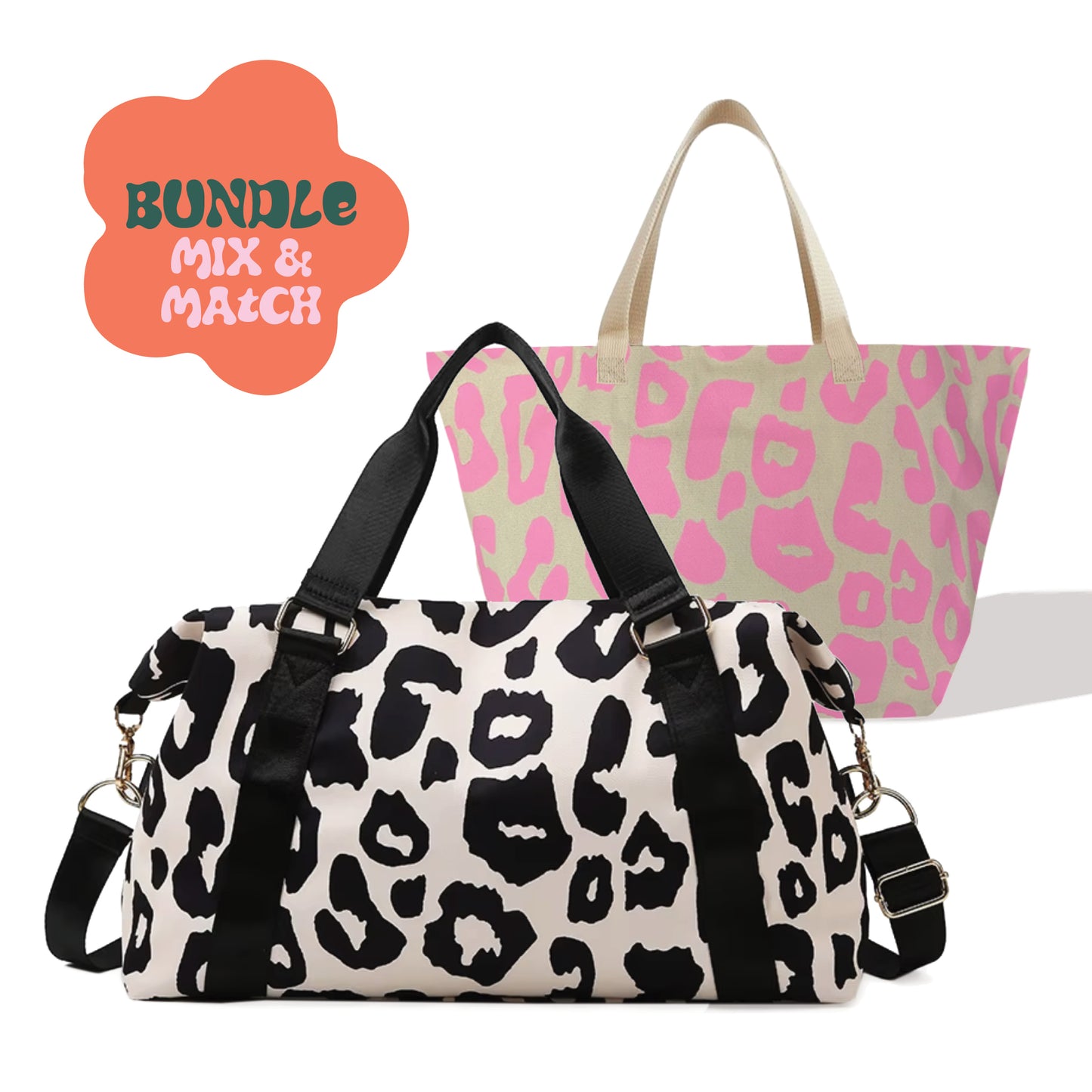 Spixal Black & Pink Leopard Print Travel Bundle