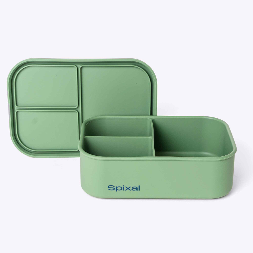 3 Compartment Bento Green — interior pockets and organisation detail | Spixal