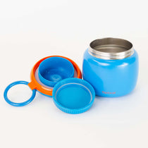 Large 800ml insulated food jar with snack container under lid | fits 12 warm chicken nuggets Blue | Spixal