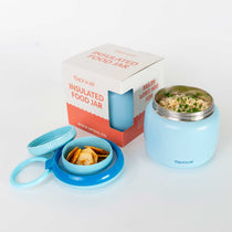Large 800ml insulated food jar with snack container under lid | warm 2 minute noodles for teens school lunch Blue | Spixal