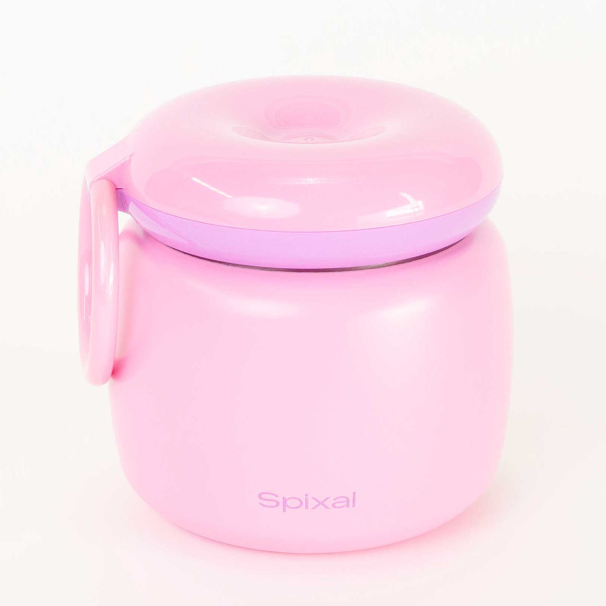 Large 800ml insulated food jar with snack container under lid | warm mac and cheese for school lunch pink | Spixal