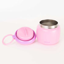Large 800ml insulated food jar with snack container under lid | warm mac and cheese for school lunch pink | Spixal