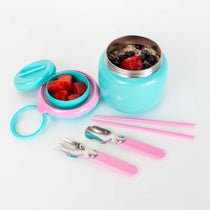 Large 800ml insulated food jar with snack container under lid | big enough for growing kids teal | Spixal