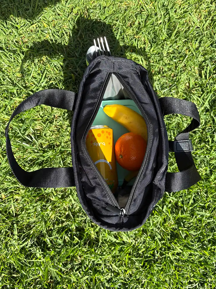 Commute Series Tote insulated Lunch Bag Black — Holds lunch, whole fruit & drinks | Spixal
