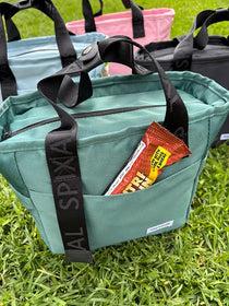 Commute Series Tote insulated Lunch Bag Green — jacquard webbing handle| Spixal