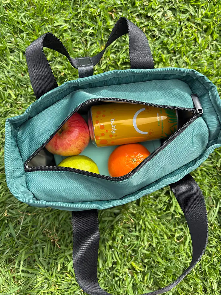 Commute Series Tote Insulated Lunch Bag Green — zip opening keeps food fresh | Spixal