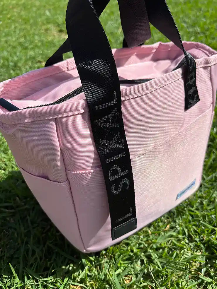 Commute Insulated Tote Lunch Bag Pink — Jacquard webbing handles | Spixal