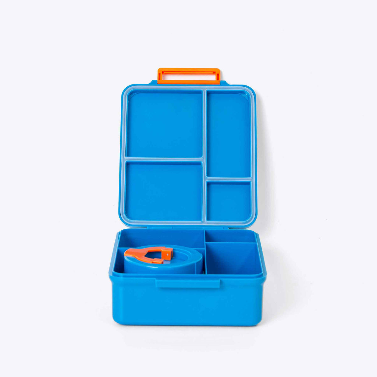 Duo Bento Lunch Box and Food Jar Blue — interior pockets and organisation detail | Spixal