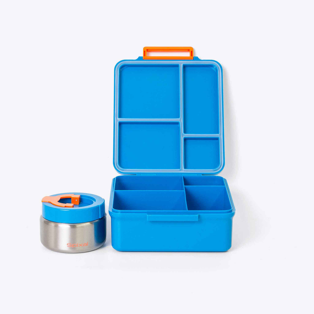 Duo Bento Lunch Box and Food Jar Blue — side view | Spixal