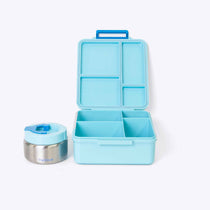 Duo Bento Lunch Box and Food Jar Light Blue — interior pockets and organisation detail | Spixal