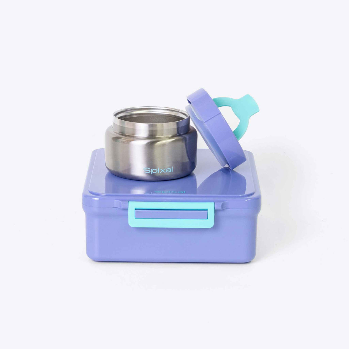 Duo Bento Lunch Box and Food Jar Purple — 4 compartment bento with insulated food jar | Spixal Main image
