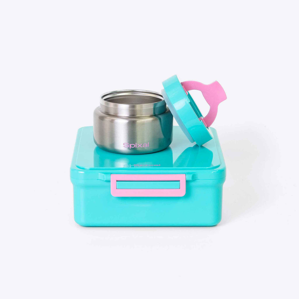 Duo Bento Lunch Box and Food Jar Teal — 4 compartment bento with insulated food jar | Spixal Main image