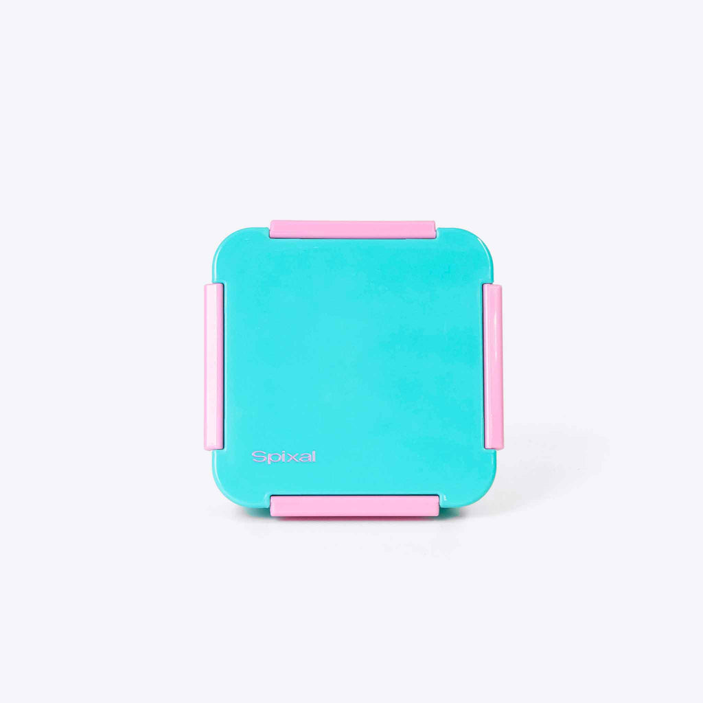 Flexi Snack Lunch Box Teal — 550ml compact bento with 4-clip seal | Spixal