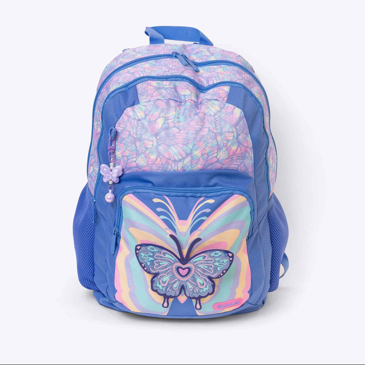 Purple
 backpack with butterfly design on a white background Main image