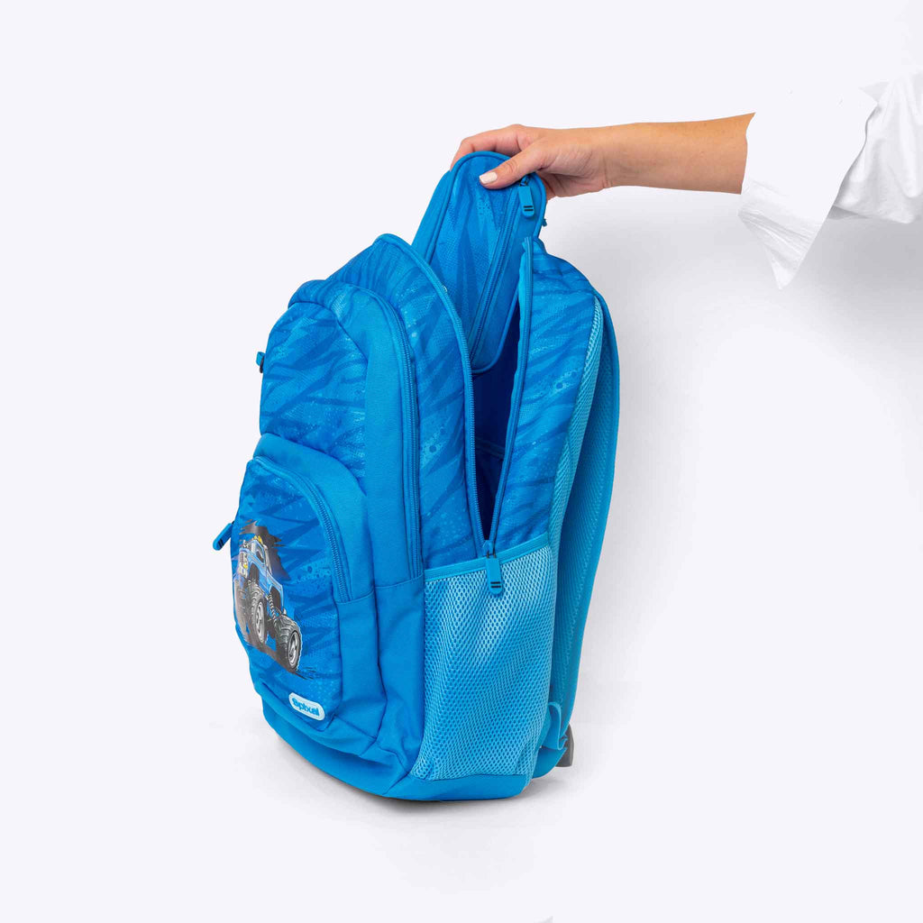 Kids Backpack Monster Truck — detail and hardware close up | Spixal