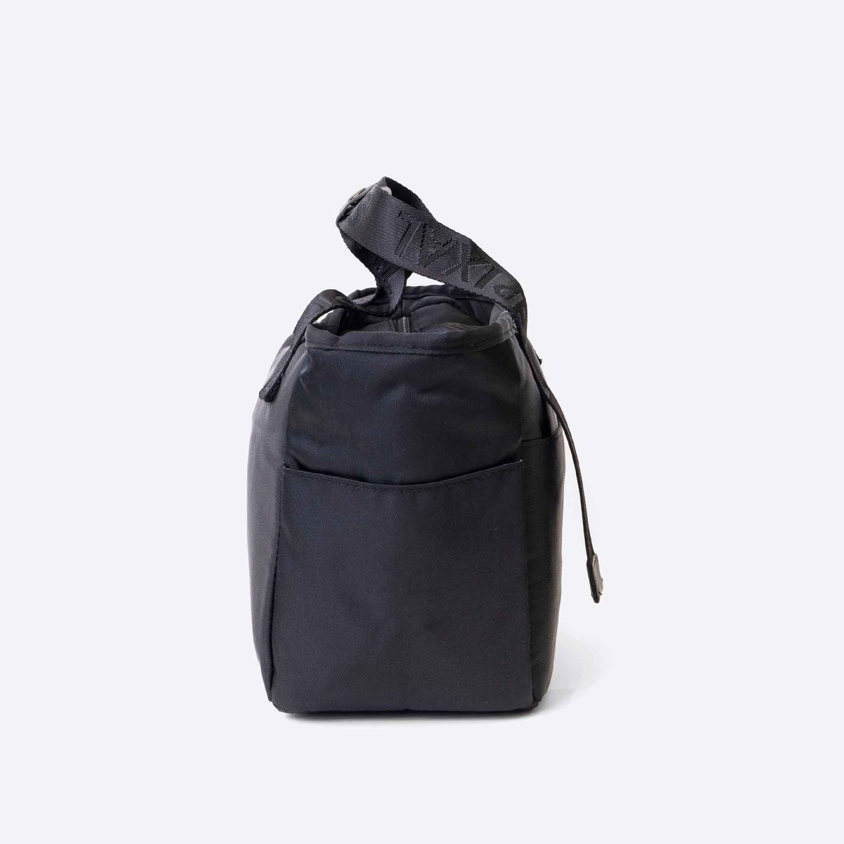 Commute Series Tote Lunch Bag Black — lifestyle flat lay | Spixal