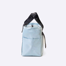 Commute Series Tote Lunch Bag Blue — lifestyle flat lay | Spixal