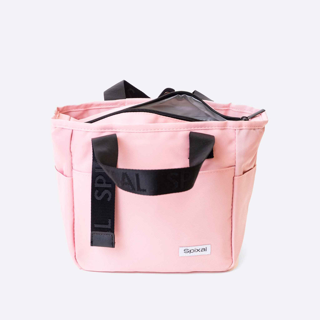 Commute Series Tote Lunch Bag Pink — styled lifestyle shot | Spixal