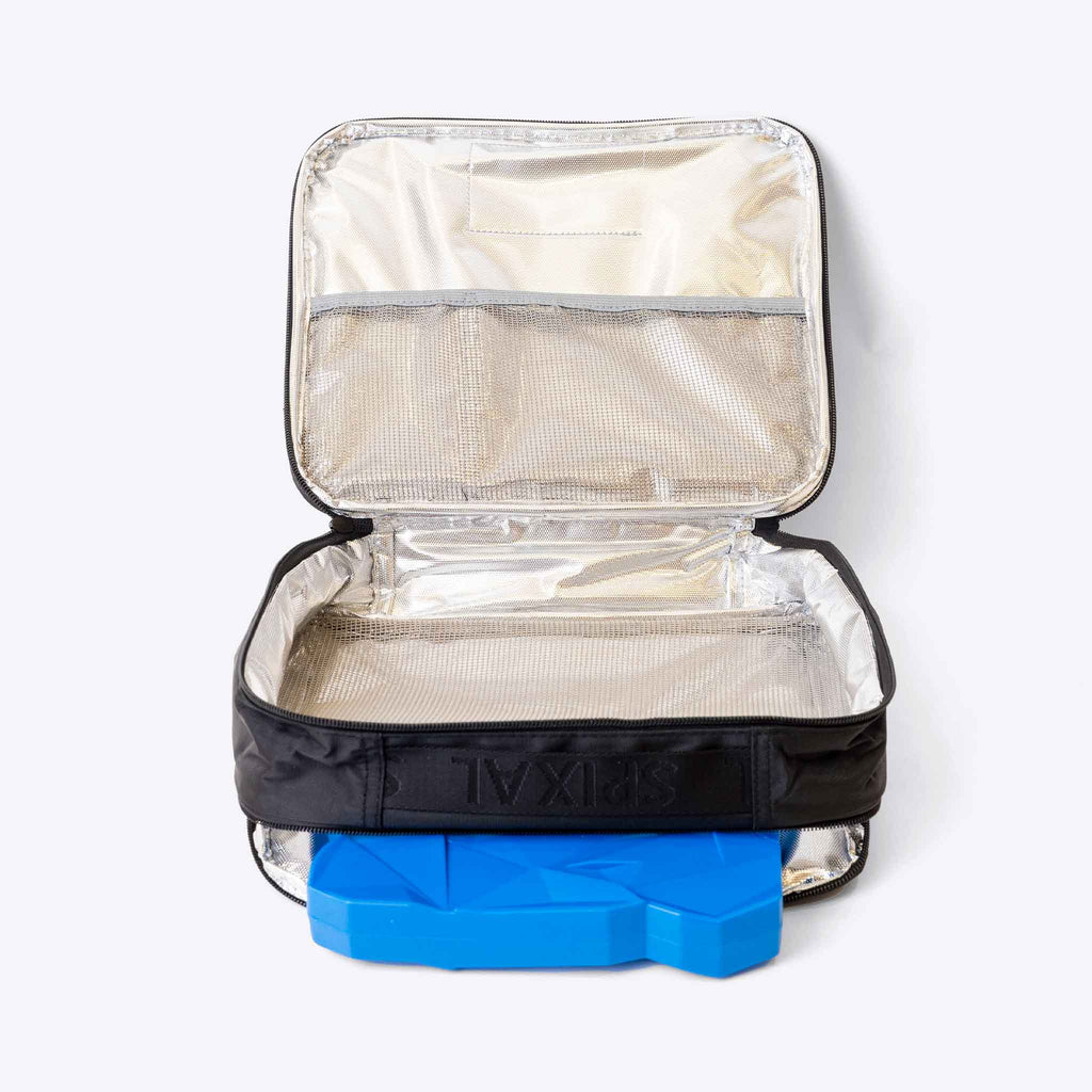 Commute Series Insulated Lunch Bag Black — interior pockets and organisation detail | Spixal