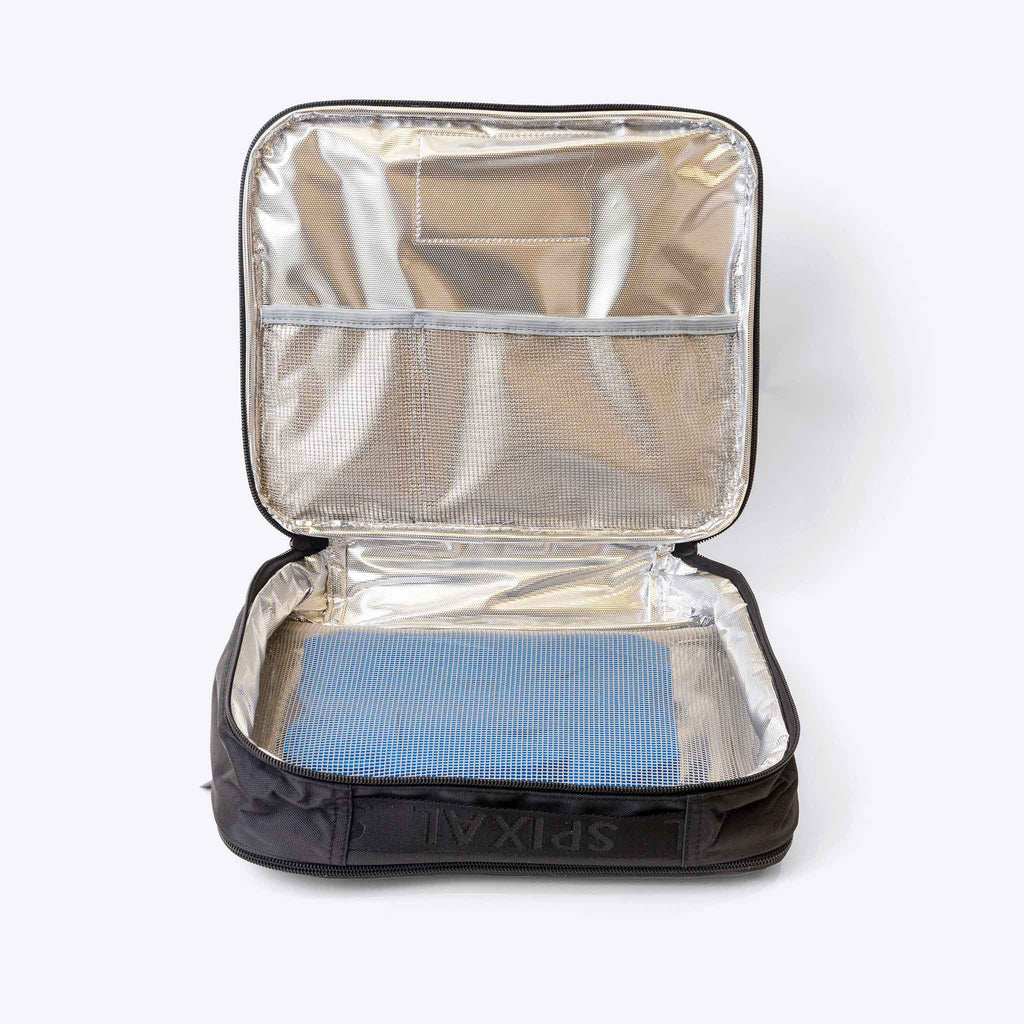Commute Series Insulated Lunch Bag Black — lifestyle flat lay | Spixal