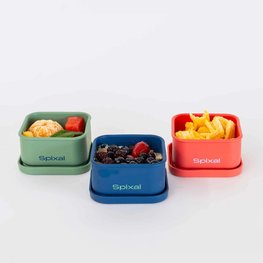 Silicone Midi Snack Boxes (3 Pack) - Leakproof - Bolds