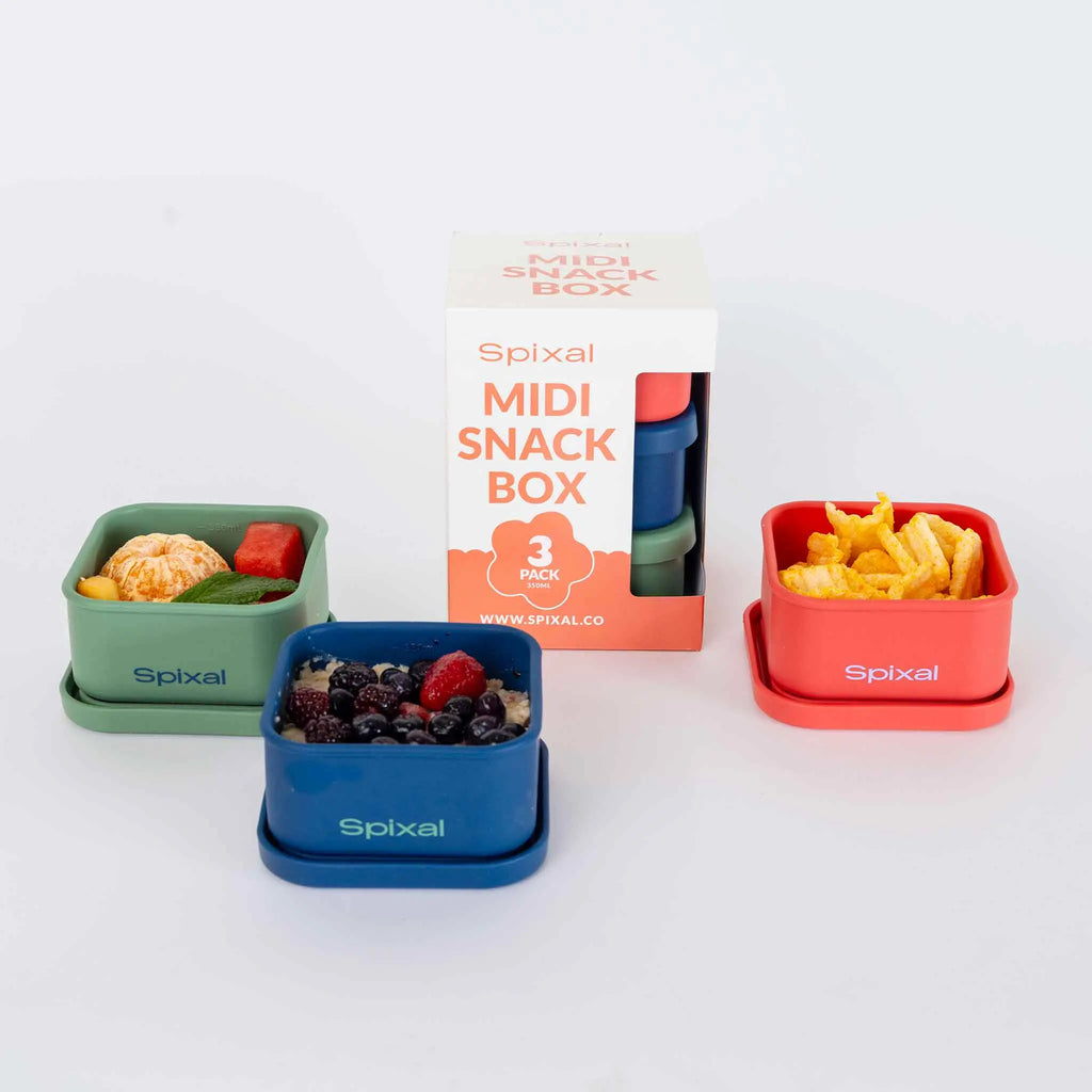 Silicone Midi Snack Boxes (3 Pack) - Leakproof - Bolds