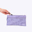 Matching purple kids pencil case with dual zip opening, front view | Axis bundle | Spixal