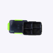 Quad Bento Lunch Box Black — lifestyle flat lay | Spixal