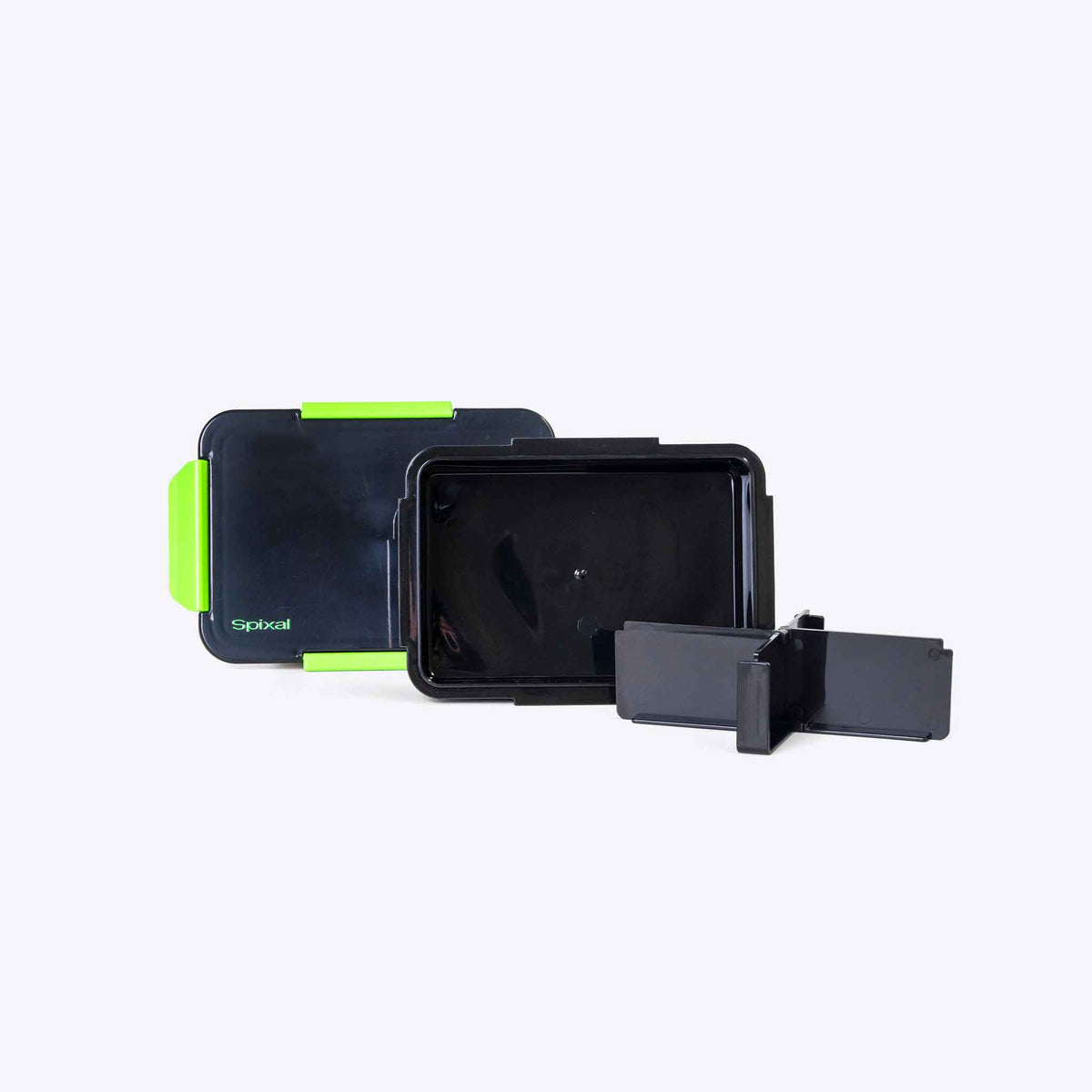 Quad Bento Lunch Box Black — detail and hardware close up | Spixal